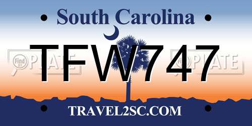 TFW747 South Carolina License Plate