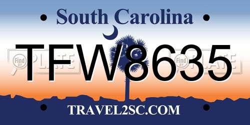 TFW8635 South Carolina License Plate