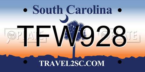 TFW928 South Carolina License Plate
