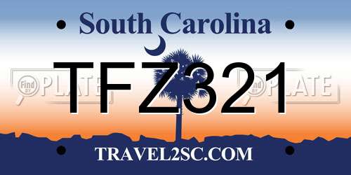 TFZ321 South Carolina License Plate
