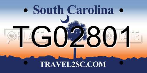 TG02801 South Carolina License Plate