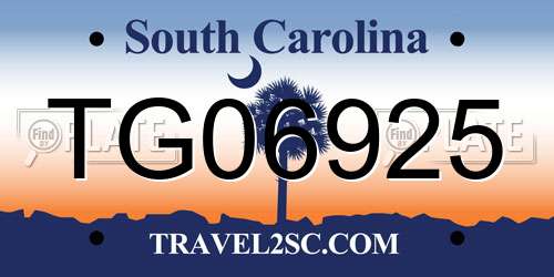 TG06925 South Carolina License Plate
