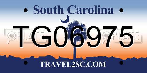 TG06975 South Carolina License Plate