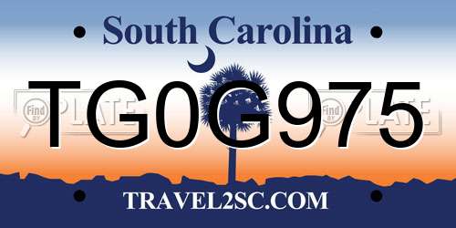 TG0G975 South Carolina License Plate