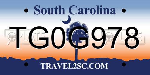 TG0G978 South Carolina License Plate