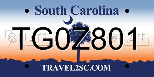 TG0Z801 South Carolina License Plate