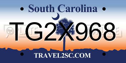 TG2X968 South Carolina License Plate
