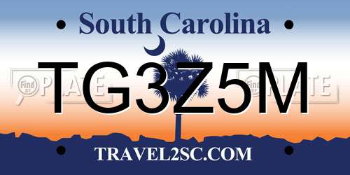 TG3Z5M South Carolina License Plate