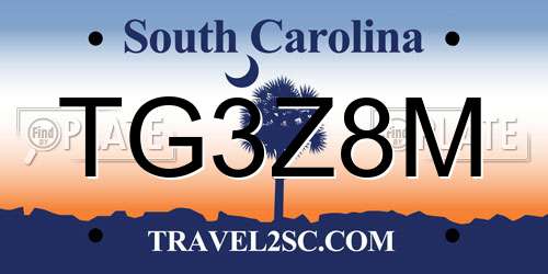 TG3Z8M South Carolina License Plate