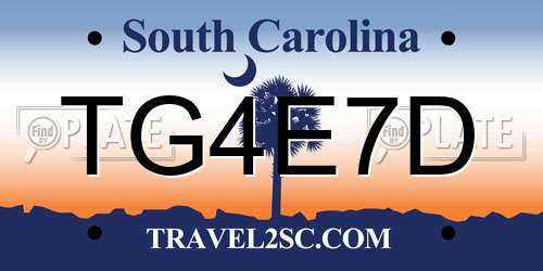 TG4E7D South Carolina License Plate