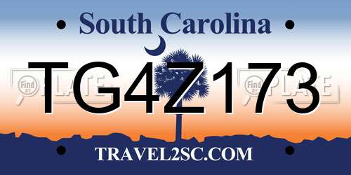 TG4Z173 South Carolina License Plate