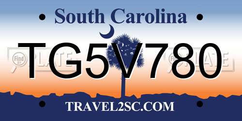 TG5V780 South Carolina License Plate