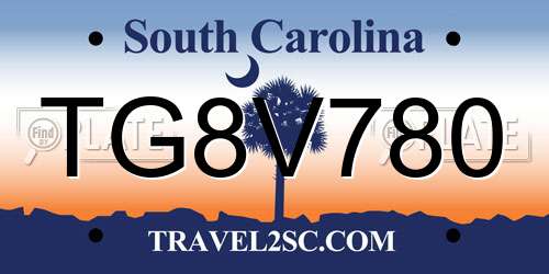 TG8V780 South Carolina License Plate
