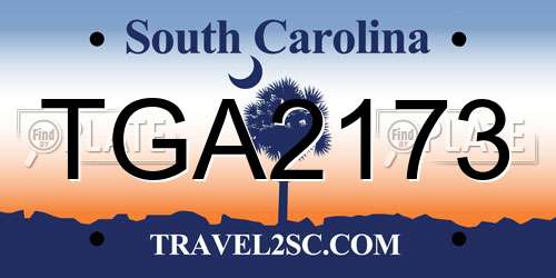 TGA2173 South Carolina License Plate