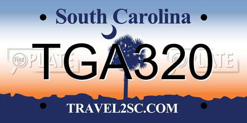 TGA320 South Carolina License Plate