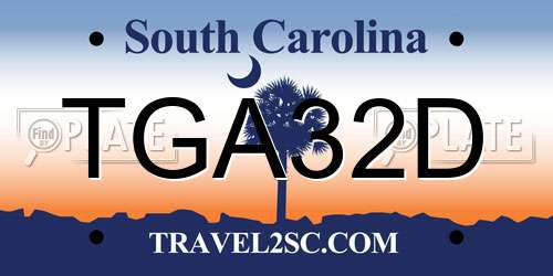 TGA32D South Carolina License Plate