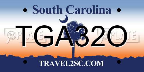 TGA32O South Carolina License Plate