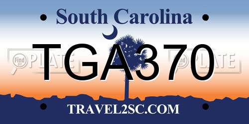 TGA370 South Carolina License Plate