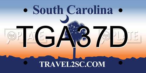 TGA37D South Carolina License Plate