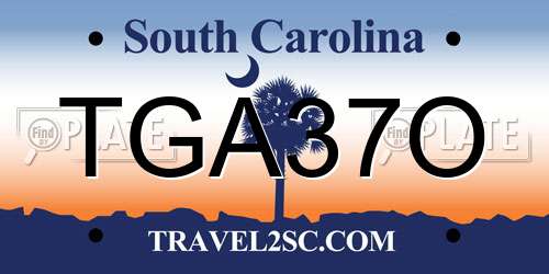 TGA37O South Carolina License Plate