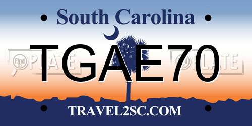 TGAE70 South Carolina License Plate