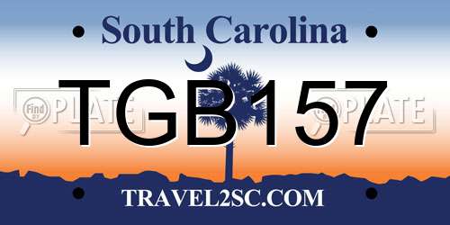 TGB157 South Carolina License Plate
