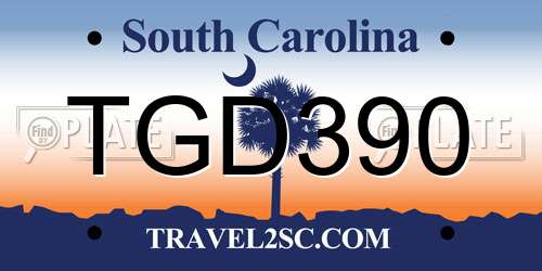 TGD390 South Carolina License Plate
