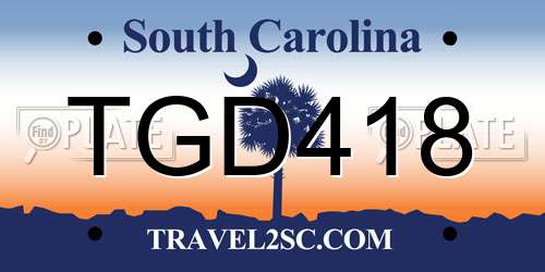 TGD418 South Carolina License Plate