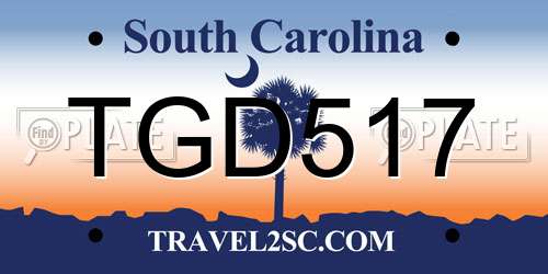 TGD517 South Carolina License Plate