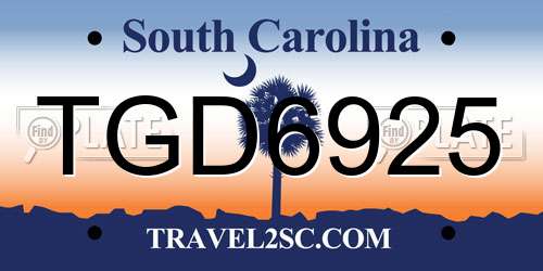 TGD6925 South Carolina License Plate