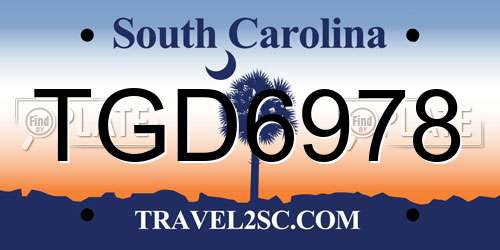 TGD6978 South Carolina License Plate