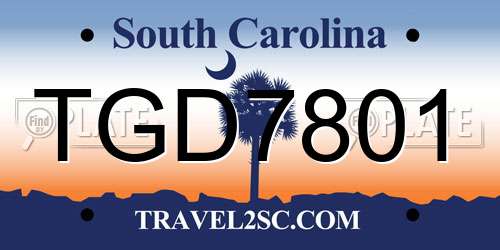 TGD7801 South Carolina License Plate