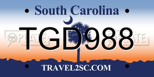 TGD988 South Carolina License Plate