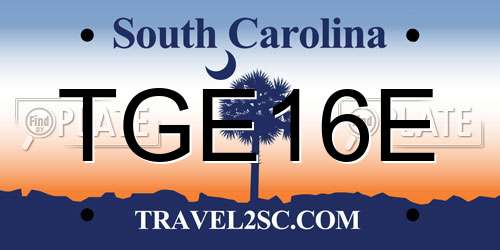 TGE16E South Carolina License Plate