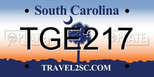 TGE217 South Carolina License Plate
