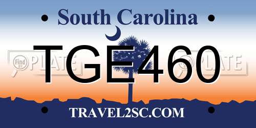 TGE460 South Carolina License Plate