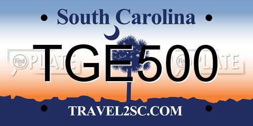 TGE500 South Carolina License Plate