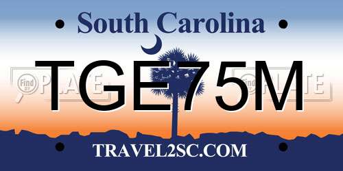 TGE75M South Carolina License Plate
