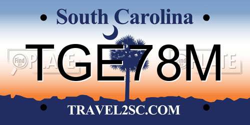 TGE78M South Carolina License Plate