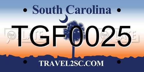TGF0025 South Carolina License Plate