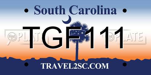 TGF111 South Carolina License Plate