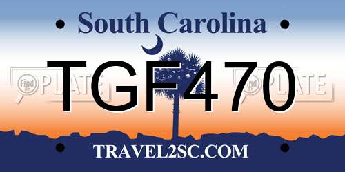 TGF470 South Carolina License Plate