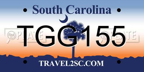 TGG155 South Carolina License Plate