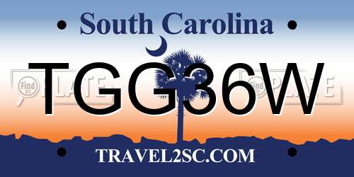 TGG36W South Carolina License Plate