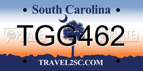 TGG462 South Carolina License Plate