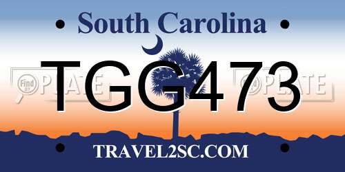 TGG473 South Carolina License Plate