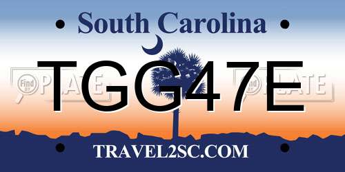 TGG47E South Carolina License Plate