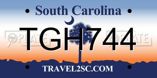 TGH744 South Carolina License Plate