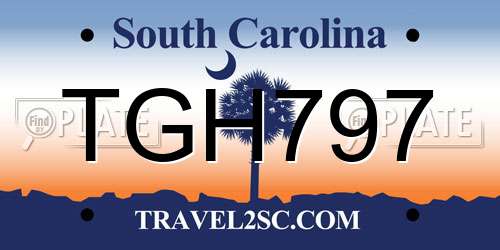 TGH797 South Carolina License Plate