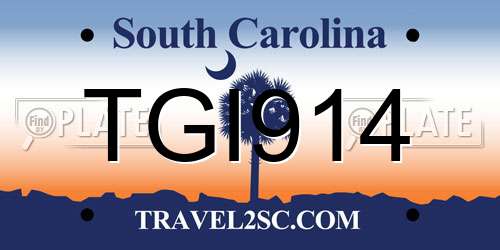 TGI914 South Carolina License Plate